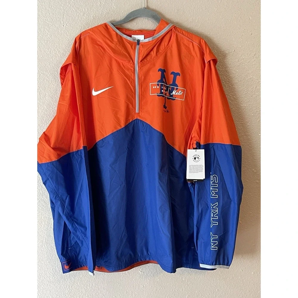 Men's 2XL NWT New York Mets Nike Overview‎ Half Zip Hooded Jacket